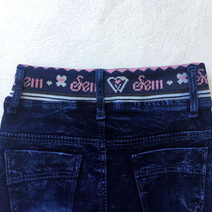 Girls Hot Rhinestone Embroidered Full Length Jeans