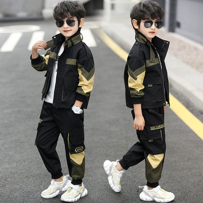 Fall Outerwear Sport Coat +Pants 2PC Set For Boys