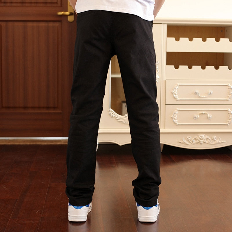 Boys Casual Solid Straight Cotton Pants