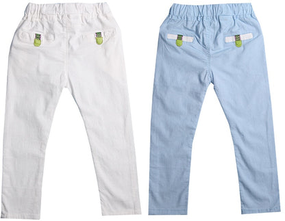 Boys Casual Solid Straight Cotton Pants