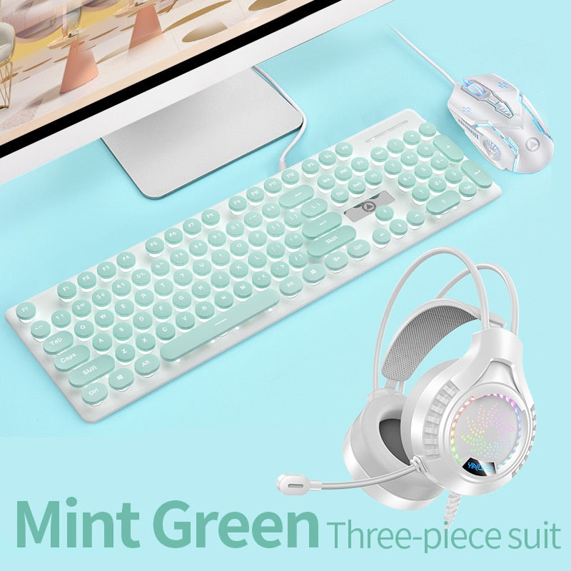 Three-Piece Punk Gaming Keyboard, Mouse and Headphone Set