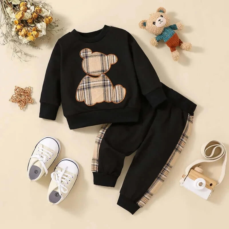 Autumn Newborn-Infant Print Bear Sweatsuit