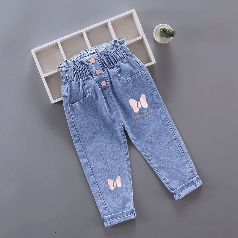 Toddler Girls Casual Elastic-Waist Jeans