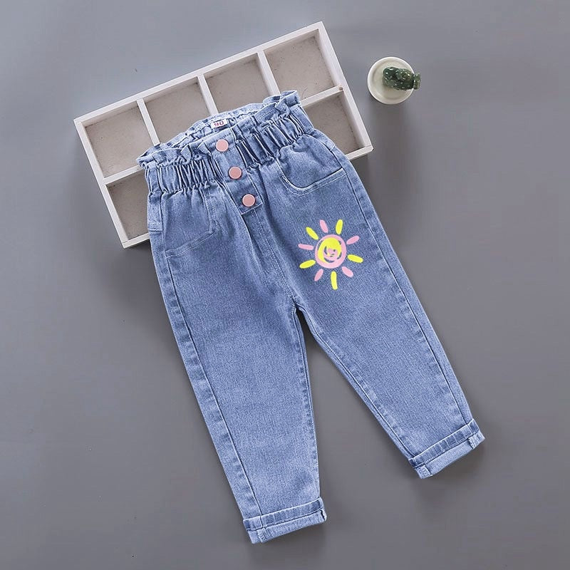 Toddler Girls Casual Elastic-Waist Jeans