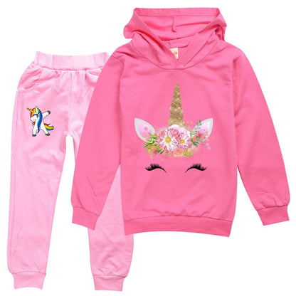 Autumn Unicorn Long-Sleeved Sweatsuit 2PC Set For Girls