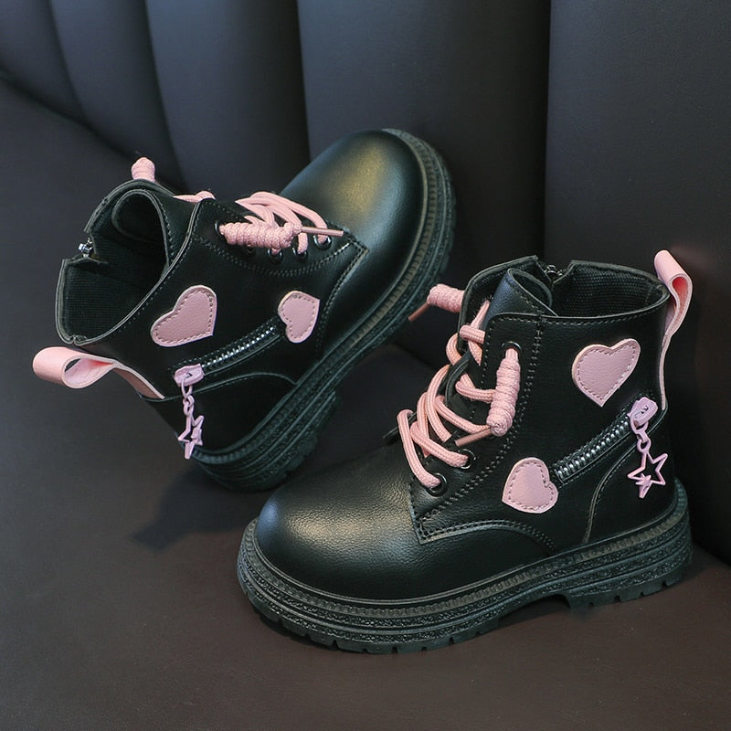 Girls Cool Love Stitching Side Zipper Cute Short Boots