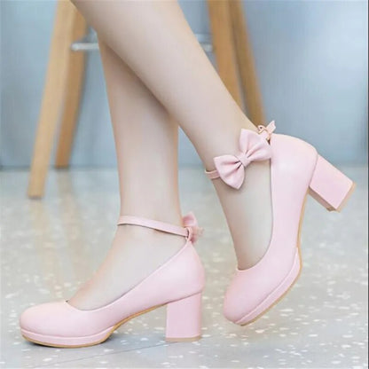 Girls Princess Leather High Heel Shoes