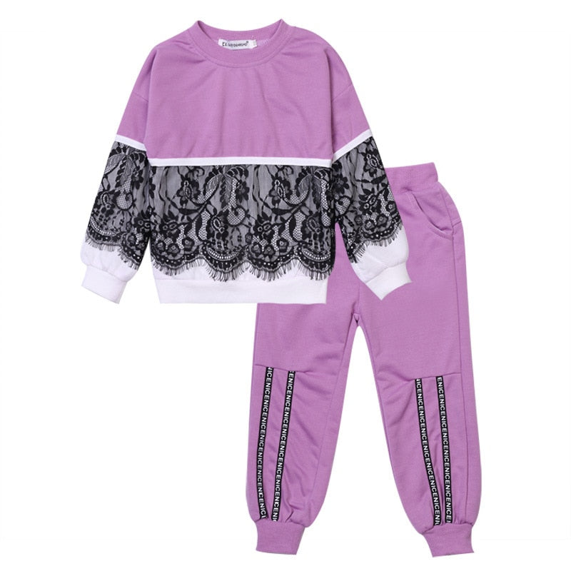 Fall Lace Tracksuits For Toddler Girls