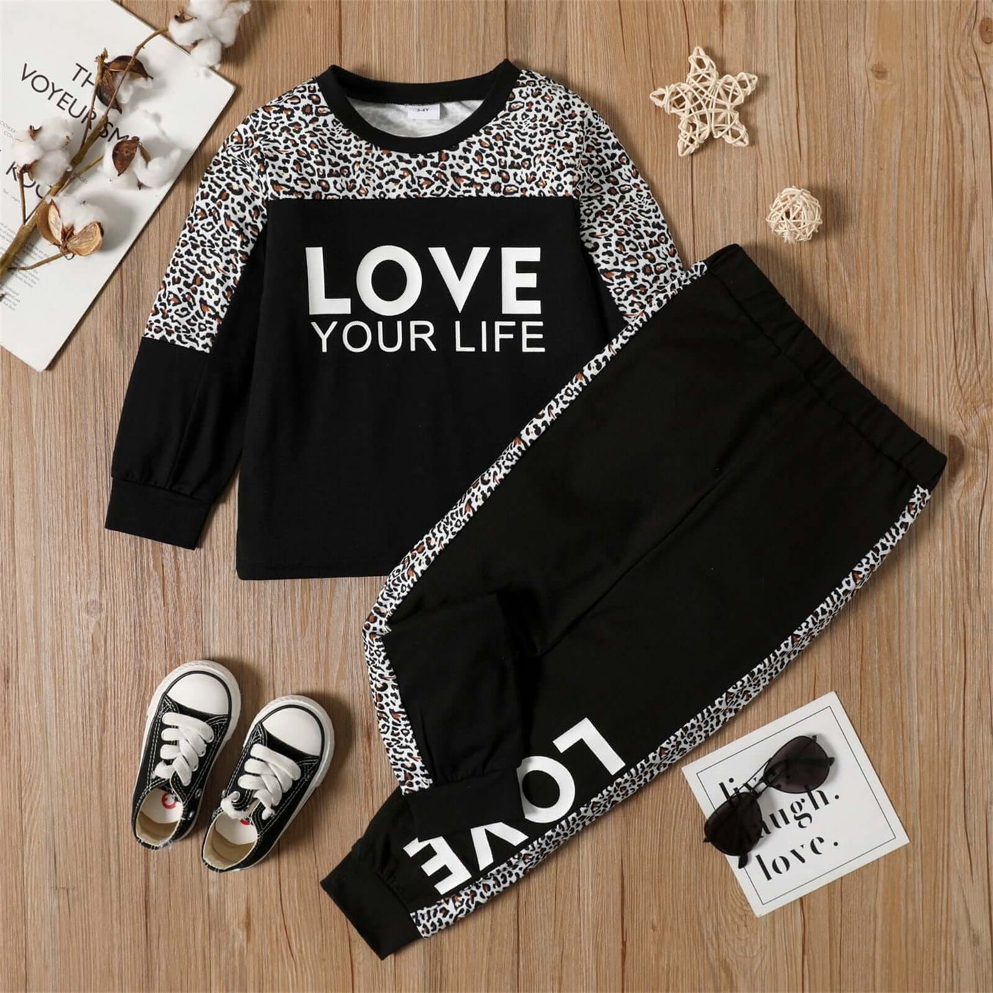 Autumn Toddler Girls Letter"LOVE YOUR LIFE"Sweatsuit