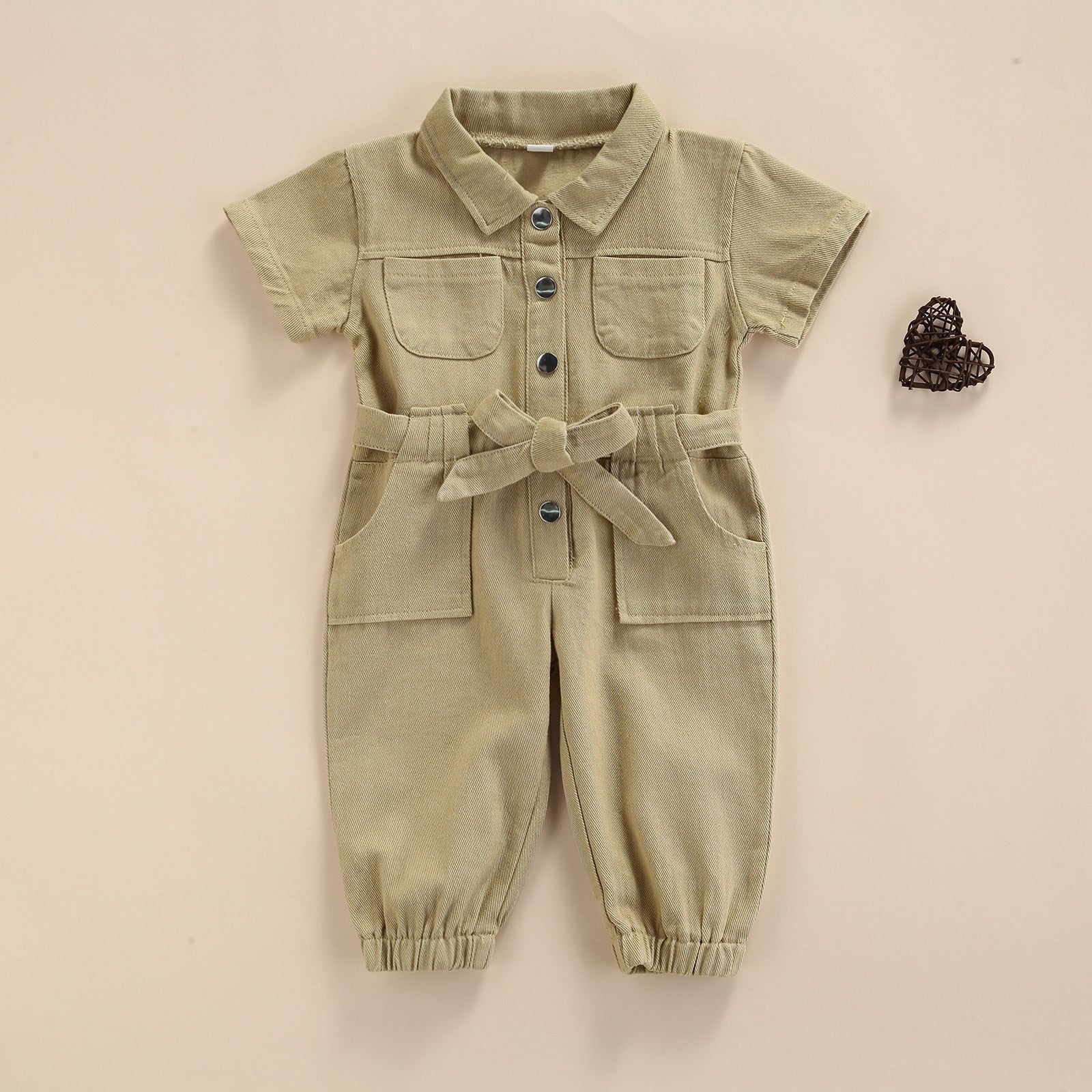 Toddler Girls Casual Short Sleeve Jumpsuit