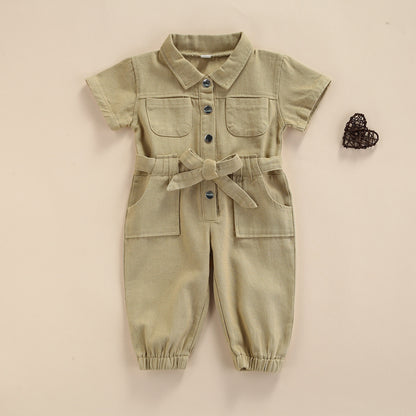 Toddler Girls Casual Short Sleeve Jumpsuit