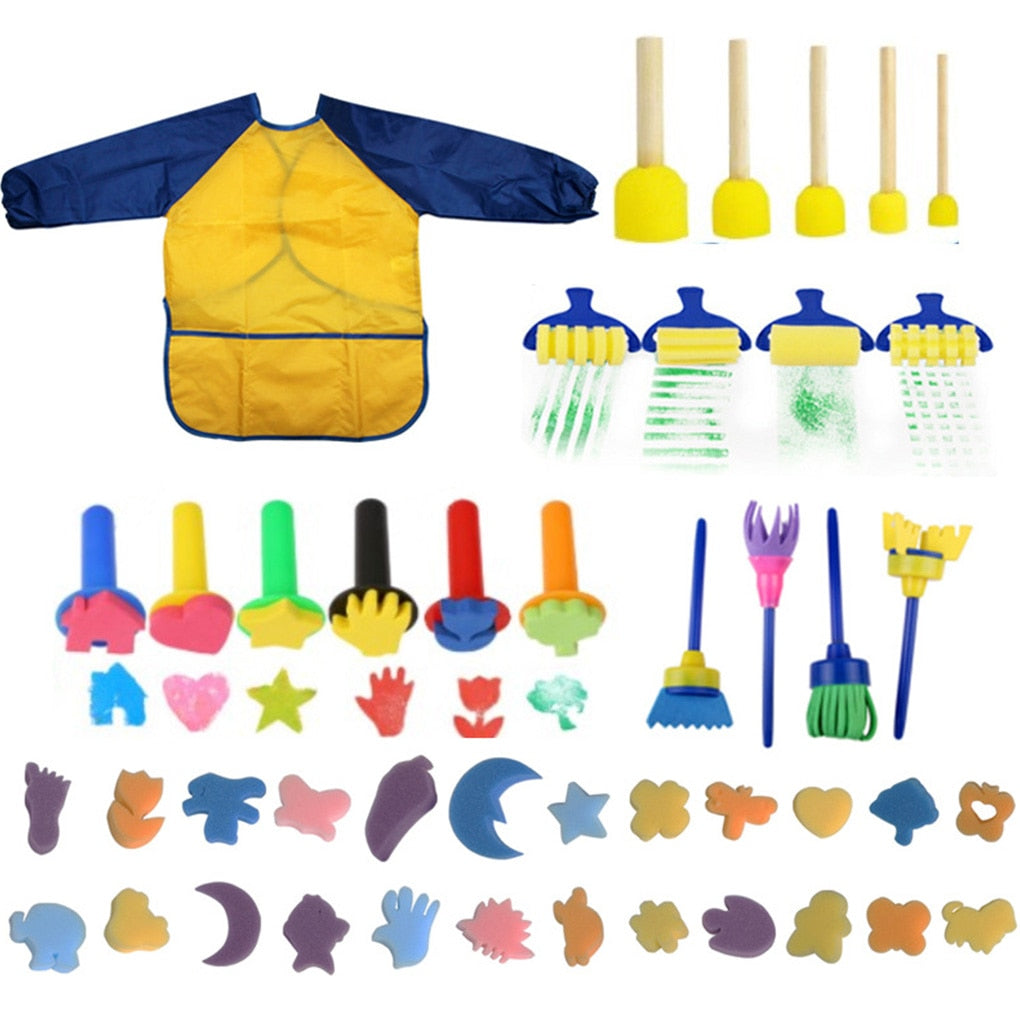Kids Early Learning Sponge Painting Kit 44PC Set