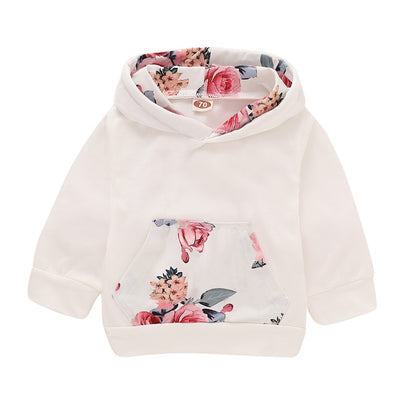 Newborn Girls Floral Print Hooded Pullover+Pant 3PC Set