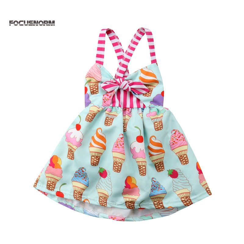 Toddler Girls Party Backless Strap Dress