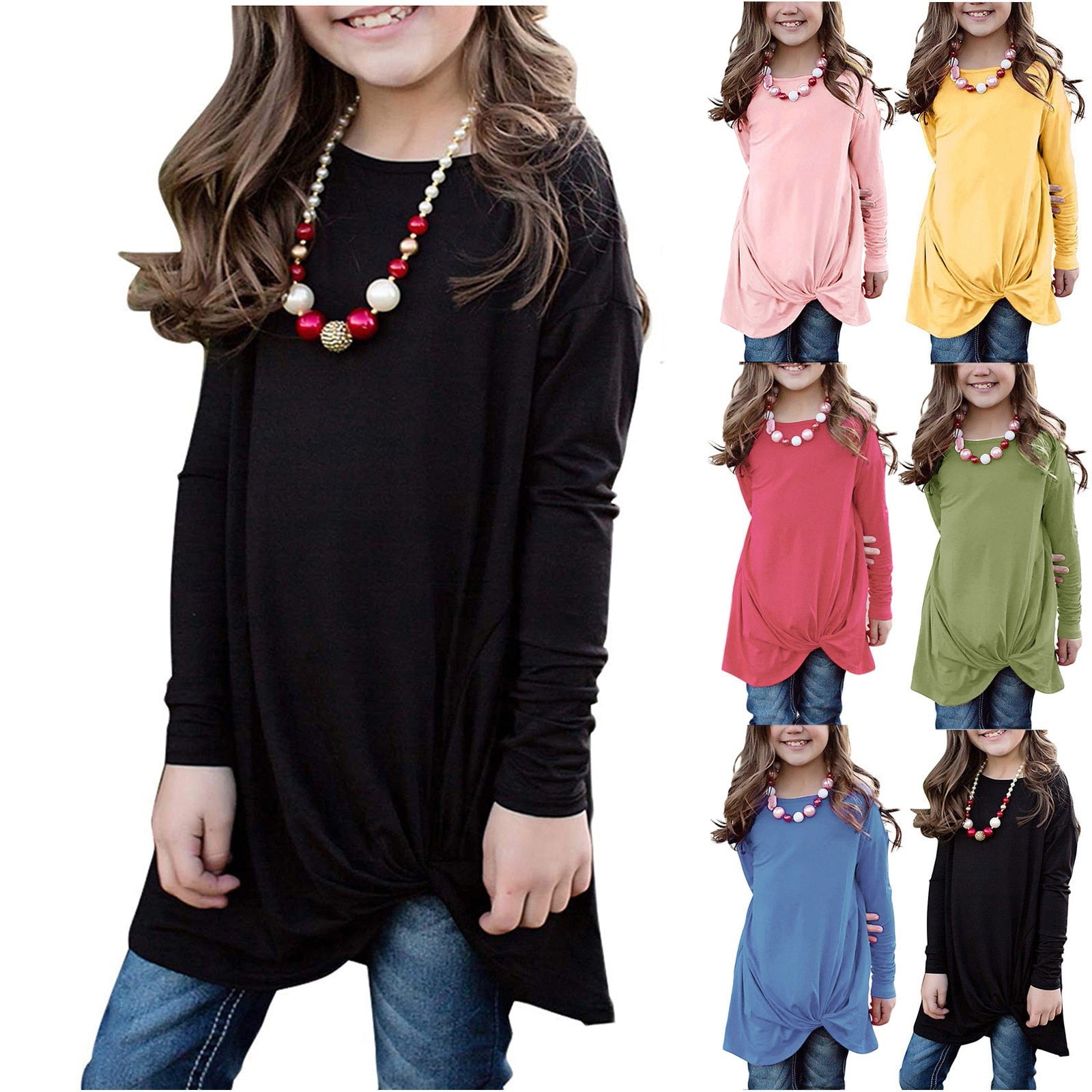Girls long Sleeve Front Knot Tunic
