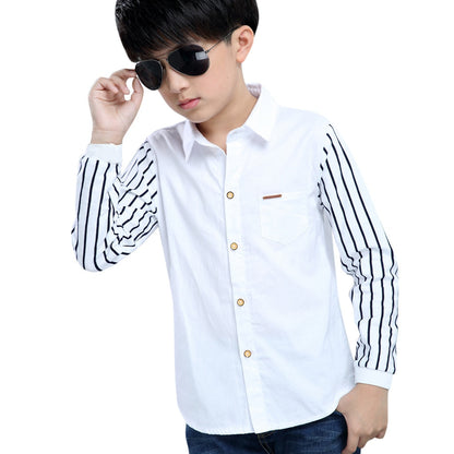 Boys Long Sleeve Striped Gentleman Shirt