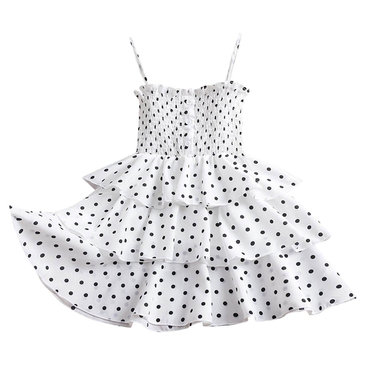 Girls Polka-Dot Sleeveless Chiffon Summer Dress