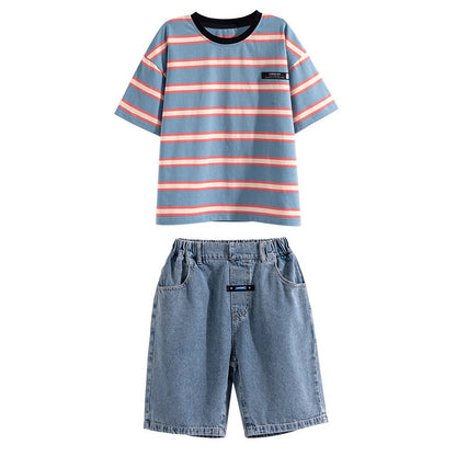 Boys Striped T Shirt+Shorts 2PC Sets