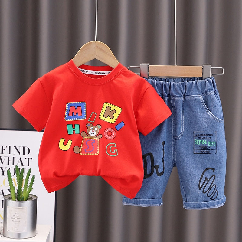 Toddler Boys Cartoon Short Sleeve T-shirt & Shorts 2PC Set