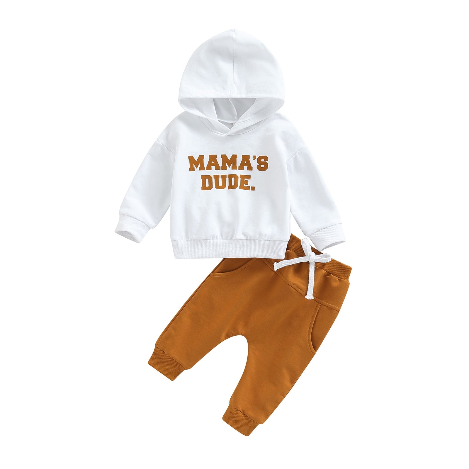 Toddler Boys Mamas Dude Print Hoodie and Pocket Pants Set